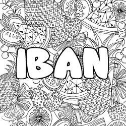 Coloraci&oacute;n del nombre IBAN - decorado mandala de frutas
