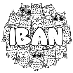 Coloraci&oacute;n del nombre IBAN - decorado b&uacute;hos