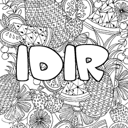 Coloraci&oacute;n del nombre IDIR - decorado mandala de frutas