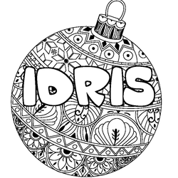 Coloraci&oacute;n del nombre IDRIS - decorado bola de Navidad