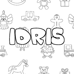 Coloraci&oacute;n del nombre IDRIS - decorado juguetes
