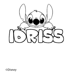 Coloraci&oacute;n del nombre IDRISS - decorado Stitch