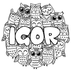 Coloraci&oacute;n del nombre IGOR - decorado b&uacute;hos