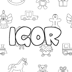 Coloraci&oacute;n del nombre IGOR - decorado juguetes