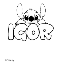 Coloraci&oacute;n del nombre IGOR - decorado Stitch