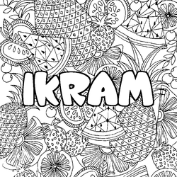 Coloraci&oacute;n del nombre IKRAM - decorado mandala de frutas