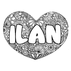 Coloraci&oacute;n del nombre ILAN - decorado mandala de coraz&oacute;n