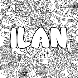 Coloraci&oacute;n del nombre ILAN - decorado mandala de frutas