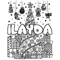 Coloraci&oacute;n del nombre ILAYDA - decorado &aacute;rbol de Navidad y regalos