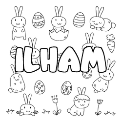 Coloraci&oacute;n del nombre ILHAM - decorado Pascua