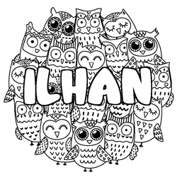 Coloraci&oacute;n del nombre ILHAN - decorado b&uacute;hos