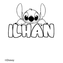Coloraci&oacute;n del nombre ILHAN - decorado Stitch