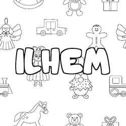 Coloraci&oacute;n del nombre ILHEM - decorado juguetes