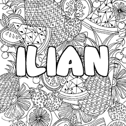 Coloraci&oacute;n del nombre ILIAN - decorado mandala de frutas