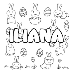 Coloraci&oacute;n del nombre ILIANA - decorado Pascua