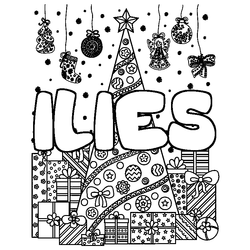 Coloraci&oacute;n del nombre ILIES - decorado &aacute;rbol de Navidad y regalos