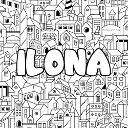 Coloraci&oacute;n del nombre ILONA - decorado ciudad