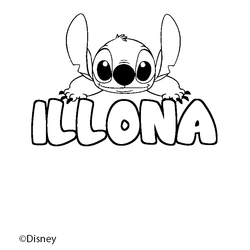 Coloraci&oacute;n del nombre ILLONA - decorado Stitch