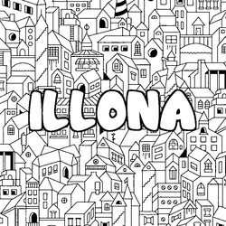 Coloraci&oacute;n del nombre ILLONA - decorado ciudad