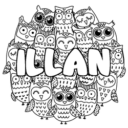Coloraci&oacute;n del nombre ILLAN - decorado b&uacute;hos