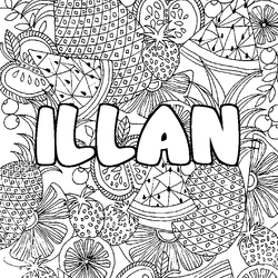 Coloraci&oacute;n del nombre ILLAN - decorado mandala de frutas