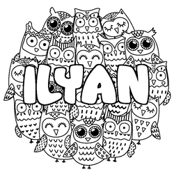 Coloraci&oacute;n del nombre ILYAN - decorado b&uacute;hos
