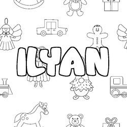 Coloraci&oacute;n del nombre ILYAN - decorado juguetes