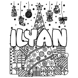 Coloraci&oacute;n del nombre ILYAN - decorado &aacute;rbol de Navidad y regalos