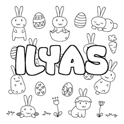 Coloraci&oacute;n del nombre ILYAS - decorado Pascua