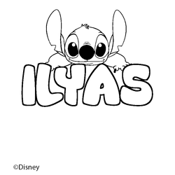 Coloraci&oacute;n del nombre ILYAS - decorado Stitch