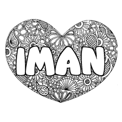 Coloraci&oacute;n del nombre IMAN - decorado mandala de coraz&oacute;n