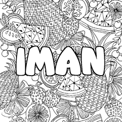 Coloraci&oacute;n del nombre IMAN - decorado mandala de frutas