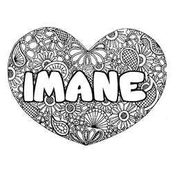 Coloraci&oacute;n del nombre IMANE - decorado mandala de coraz&oacute;n