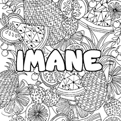 Coloraci&oacute;n del nombre IMANE - decorado mandala de frutas