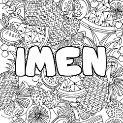 Coloraci&oacute;n del nombre IMEN - decorado mandala de frutas