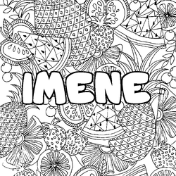 Coloraci&oacute;n del nombre IMENE - decorado mandala de frutas