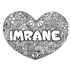 Coloraci&oacute;n del nombre IMRANE - decorado mandala de coraz&oacute;n