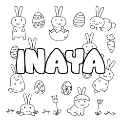 Coloraci&oacute;n del nombre INAYA - decorado Pascua