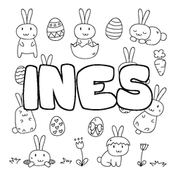 Coloraci&oacute;n del nombre INES - decorado Pascua