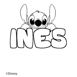 Coloraci&oacute;n del nombre INES - decorado Stitch