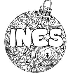 Coloraci&oacute;n del nombre IN&Egrave;S - decorado bola de Navidad