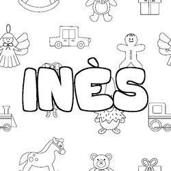 Coloraci&oacute;n del nombre IN&Egrave;S - decorado juguetes