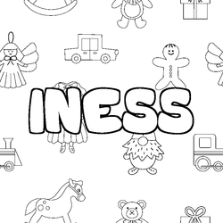 Coloraci&oacute;n del nombre INESS - decorado juguetes