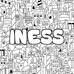 Coloraci&oacute;n del nombre INESS - decorado ciudad