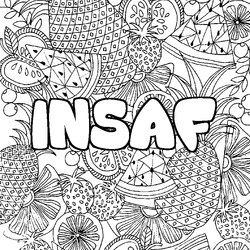 Coloraci&oacute;n del nombre INSAF - decorado mandala de frutas