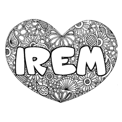 Coloraci&oacute;n del nombre IREM - decorado mandala de coraz&oacute;n