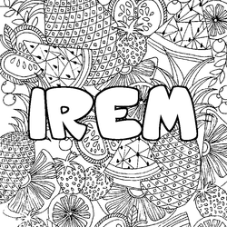 Coloraci&oacute;n del nombre IREM - decorado mandala de frutas