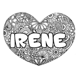 Coloraci&oacute;n del nombre IR&Egrave;NE - decorado mandala de coraz&oacute;n