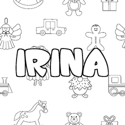 Coloraci&oacute;n del nombre IRINA - decorado juguetes