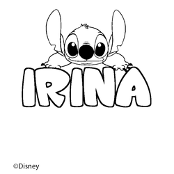 Coloraci&oacute;n del nombre IRINA - decorado Stitch